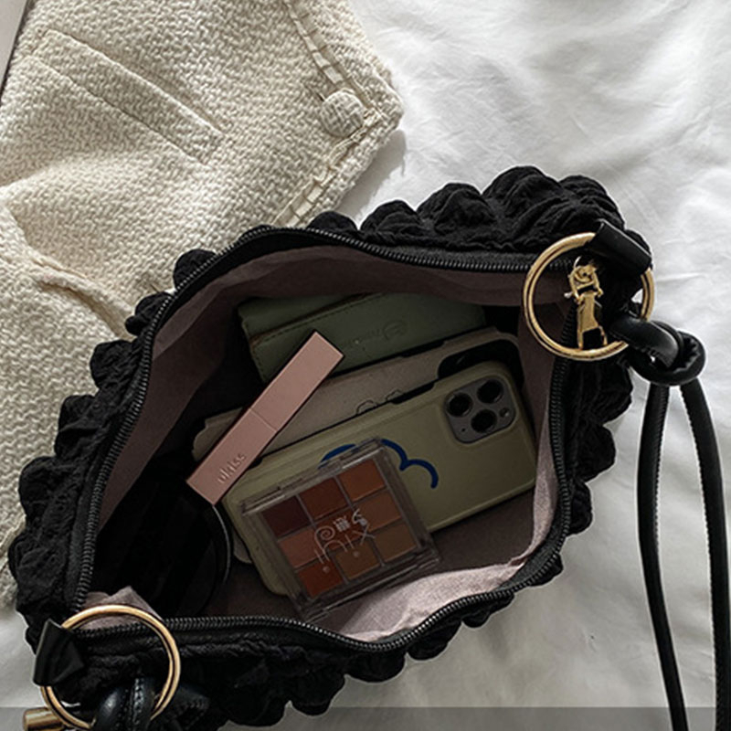 Túi xách nữ just star túi đeo vai trang trí xếp ly túi dưới cánh tay dung tích lớn phong cách đơn giản