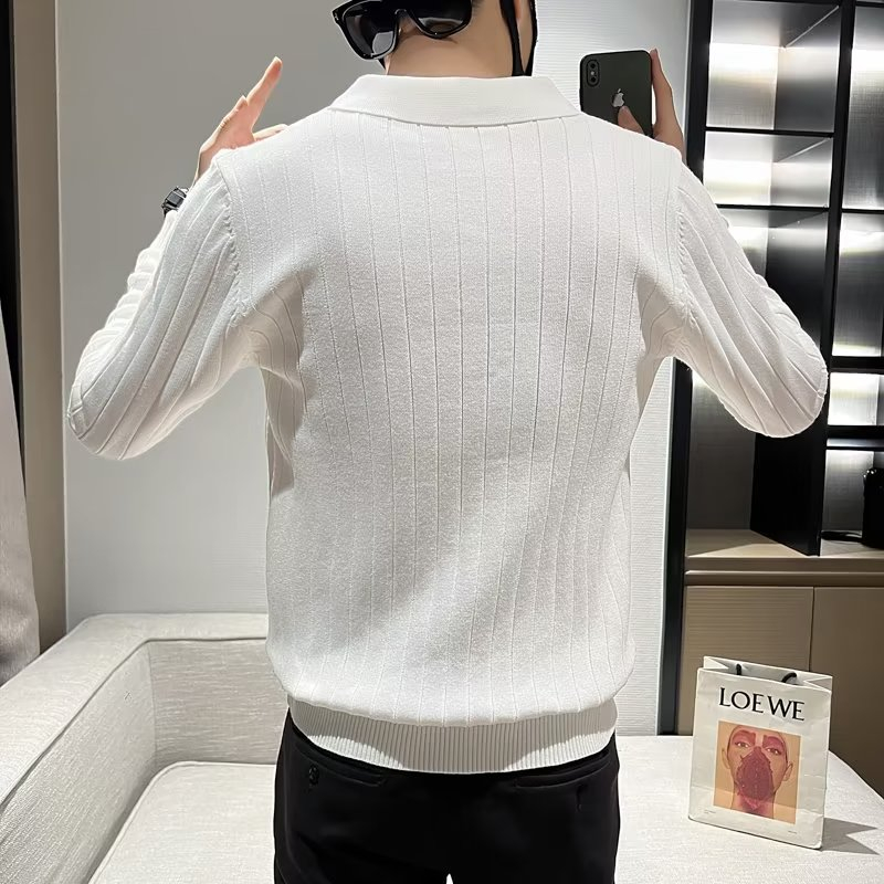 Áo sweater polo Họa Tiết Kẻ Sọc 3 Màu Thời Trang Xuân Thu Cao Cấp Cho Nam Size m-3xl