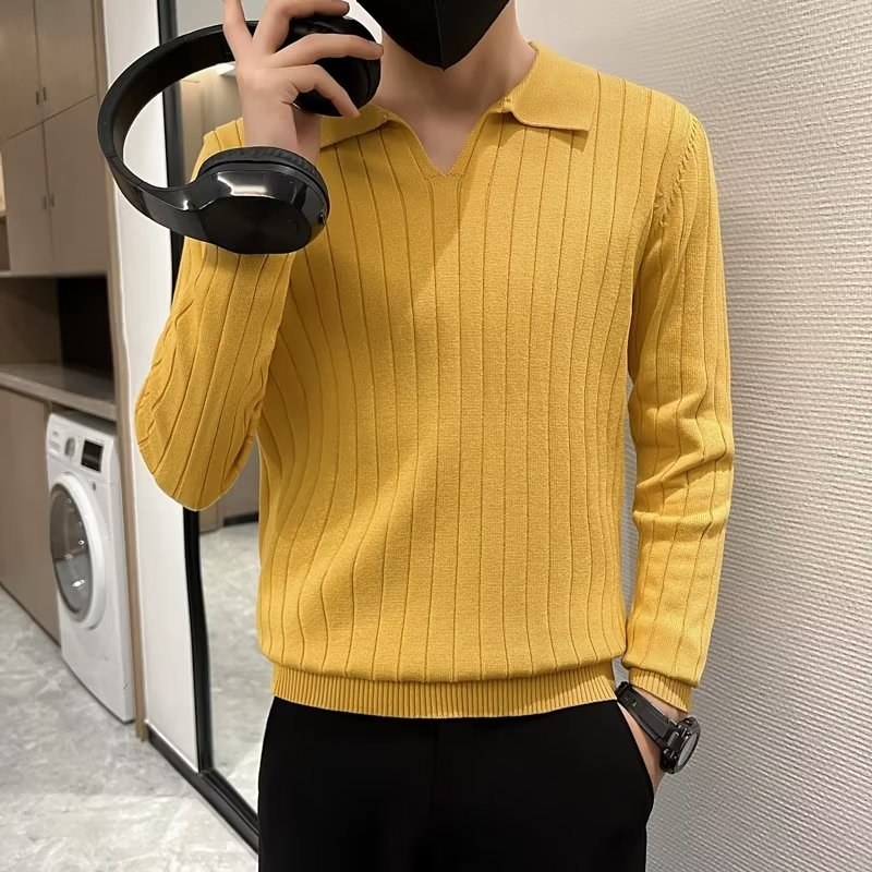 Áo sweater polo Họa Tiết Kẻ Sọc 3 Màu Thời Trang Xuân Thu Cao Cấp Cho Nam Size m-3xl