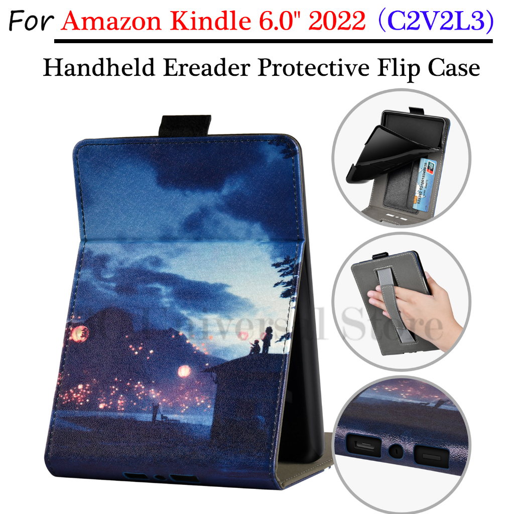 All-new 6.0 "massle 2022 hộp đựng máy đọc sách điện tử cầm tay thế hệ thứ 11 kindle 6.0" 2022 phát hành c2v2l3 nắp trên và dưới sành điệu với hộp đựng đế bằng da pu sleep wake