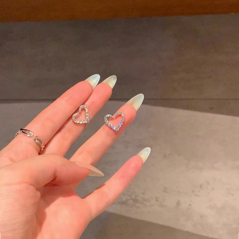 Bông Tai Hình Trái Tim Đính Đá Zircon Phong Cách Hàn Quốc Sang Trọng Cho Nữ