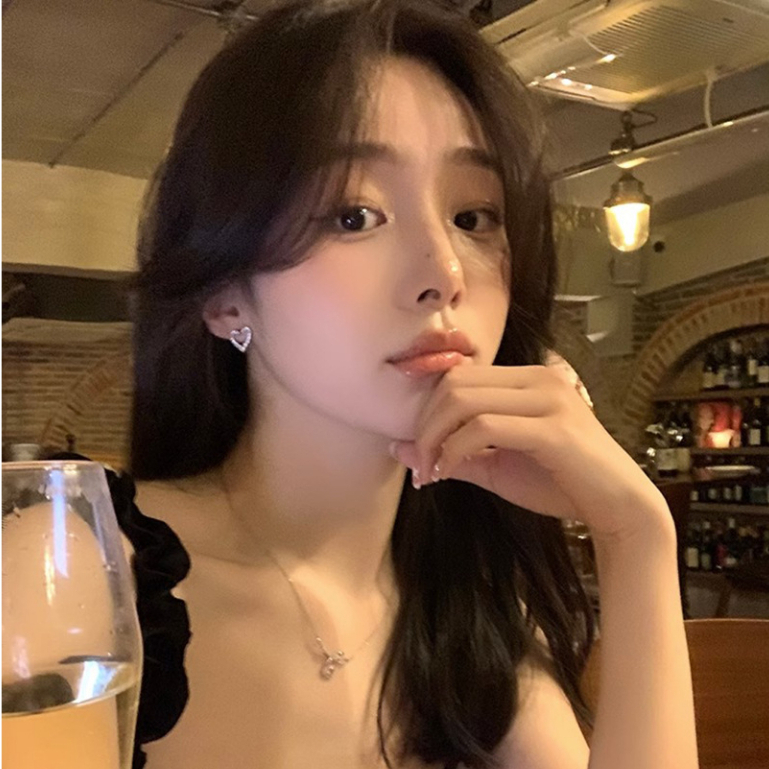 Bông Tai Hình Trái Tim Đính Đá Zircon Phong Cách Hàn Quốc Sang Trọng Cho Nữ