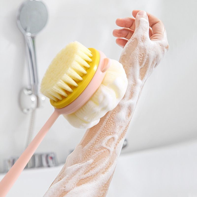 Bàn chải tắm hai mặt bàn chải chà đa chức năng tay cầm dài lông mềm bàn chải tắm hai mặt hai trong một bàn chải chà lưng