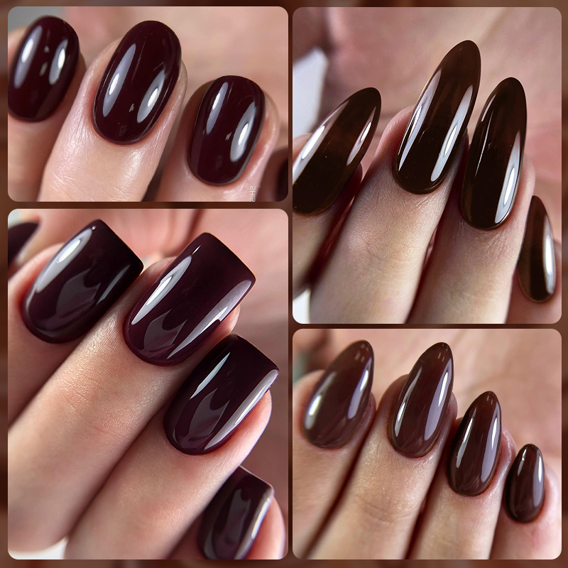 Sơn Móng Tay Gel UV Màu Nâu Đậm / Đỏ Hồng Dùng Trang Trí Nghệ Thuật