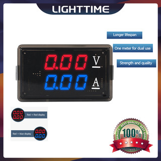 Vôn kế kỹ thuật số mini ampe kế dc 0-100v 0-10a xe máy điện áp hiện tại máy đo điện áp máy đo màn hình led màu xanh lam kép màu đỏ