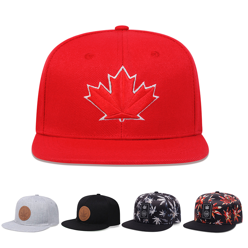 Cod maple leaf ghi nhãn mũ cổ điển cho nam thời trang thêu đầu lâu mũ thể thao snapback mũ che nắng hip-hop chất lượng cao cho nữ