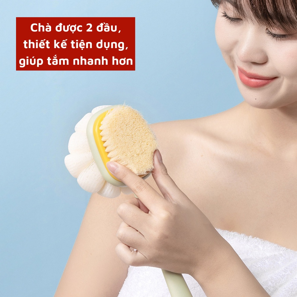 Bàn chải tắm hai mặt bàn chải chà đa chức năng tay cầm dài lông mềm bàn chải tắm hai mặt hai trong một bàn chải chà lưng