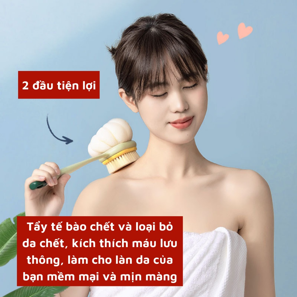 Bàn chải tắm hai mặt bàn chải chà đa chức năng tay cầm dài lông mềm bàn chải tắm hai mặt hai trong một bàn chải chà lưng