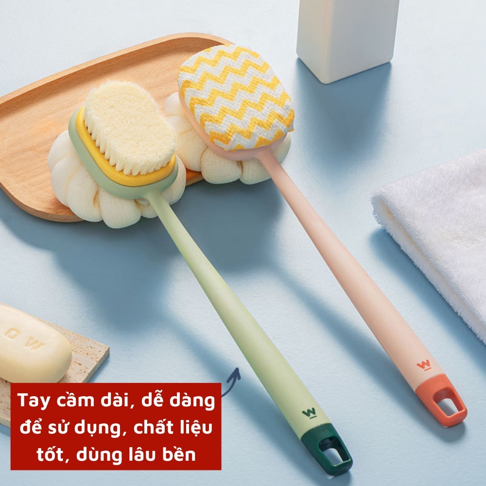 Bàn chải tắm hai mặt bàn chải chà đa chức năng tay cầm dài lông mềm bàn chải tắm hai mặt hai trong một bàn chải chà lưng
