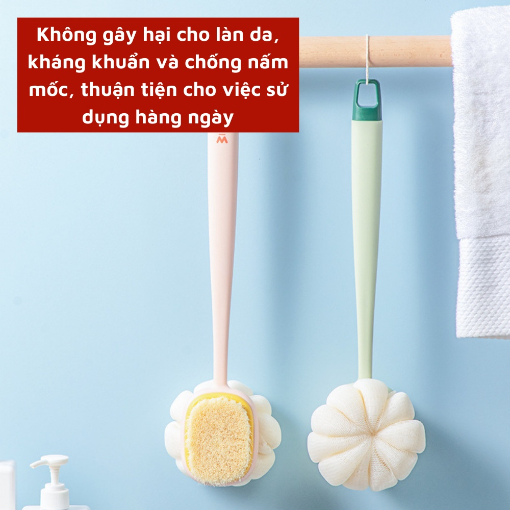 Bàn chải tắm hai mặt bàn chải chà đa chức năng tay cầm dài lông mềm bàn chải tắm hai mặt hai trong một bàn chải chà lưng