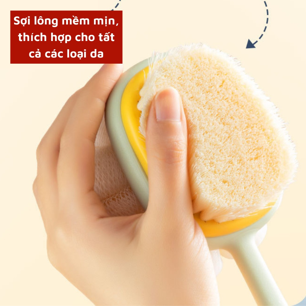 Bàn chải tắm hai mặt bàn chải chà đa chức năng tay cầm dài lông mềm bàn chải tắm hai mặt hai trong một bàn chải chà lưng
