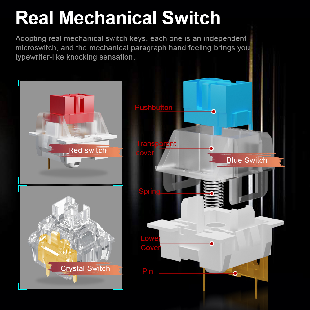 E-yooso z686 bàn phím chơi game cơ mini usb 60% màu xanh lam công tắc màu đỏ 68 phím cáp có thể tháo rời có dây cho pc máy tính