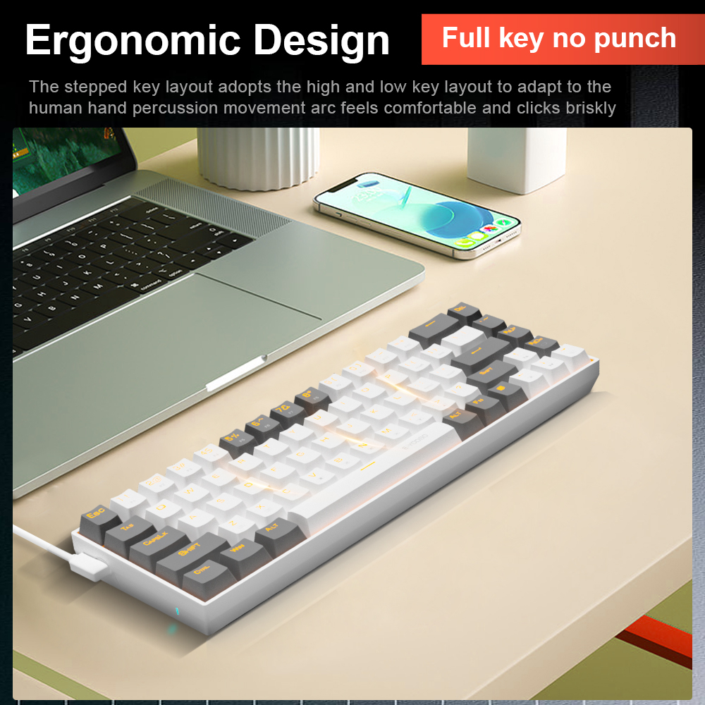 E-yooso z686 bàn phím chơi game cơ mini usb 60% màu xanh lam công tắc màu đỏ 68 phím cáp có thể tháo rời có dây cho pc máy tính