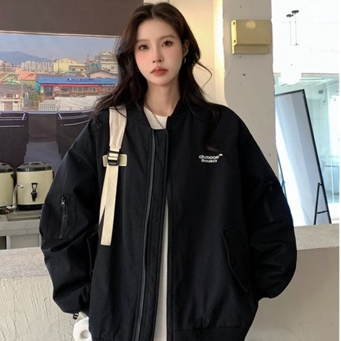áo khoác dù local brand Cặp đôi thời trang retro kiểu mỹ áo khoác cặp đôi bomber phong cách hồng kông đồng phục bóng chày áo khoác phi công rời mới