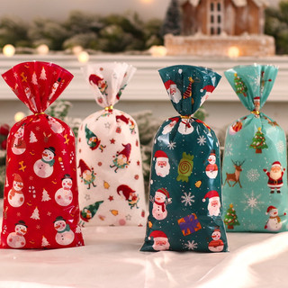 25/50 cái santa snowman treat túi túi kẹo nhựa quà tặng giáng sinh ý tưởng trang trí giáng sinh cho nhà 2024 gói quà giáng sinh