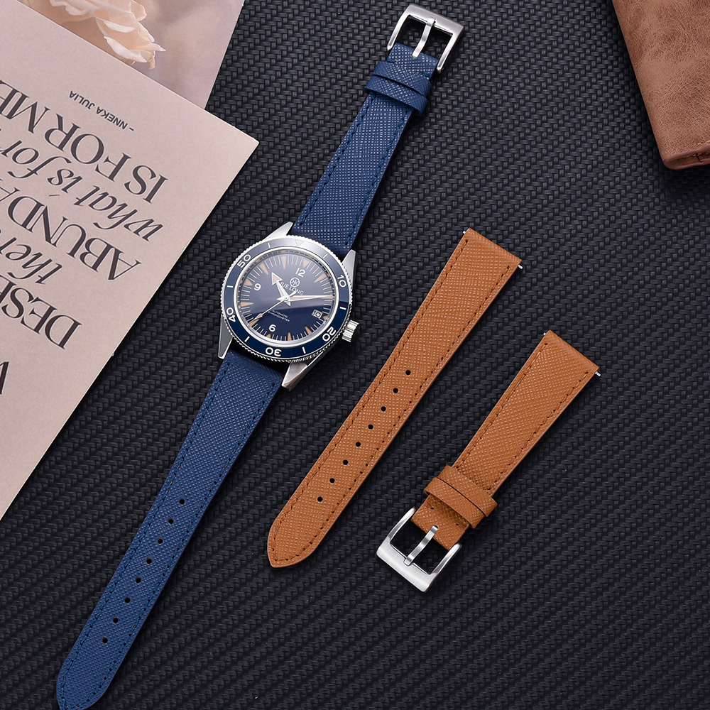 Dây đeo đồng hồ da bê chính hãng chất lượng mới dây đeo đồng hồ bằng da saffiano 18mm 19mm 20mm 21mm 22mm 23mm 24mm đồng hồ đeo tay bằng da phát hành nhanh đồng hồ phụ kiện đa năng