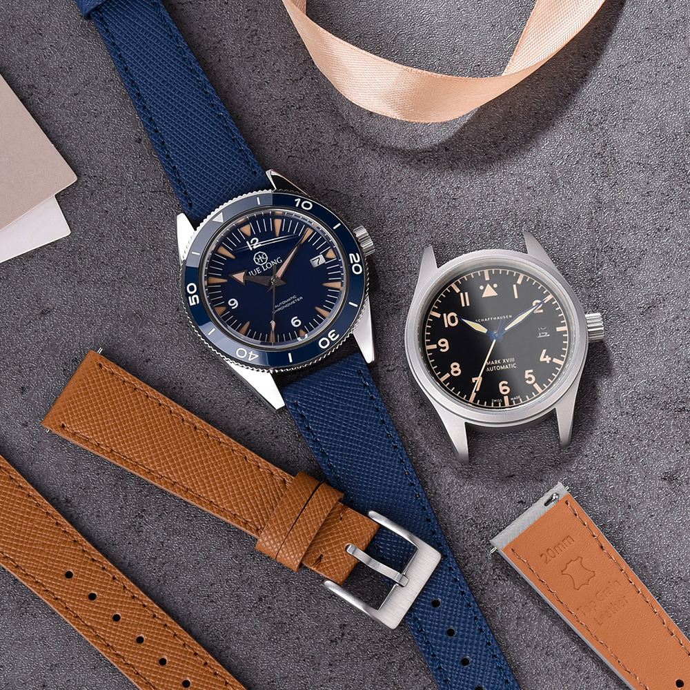 Dây đeo đồng hồ da bê chính hãng chất lượng mới dây đeo đồng hồ bằng da saffiano 18mm 19mm 20mm 21mm 22mm 23mm 24mm đồng hồ đeo tay bằng da phát hành nhanh đồng hồ phụ kiện đa năng