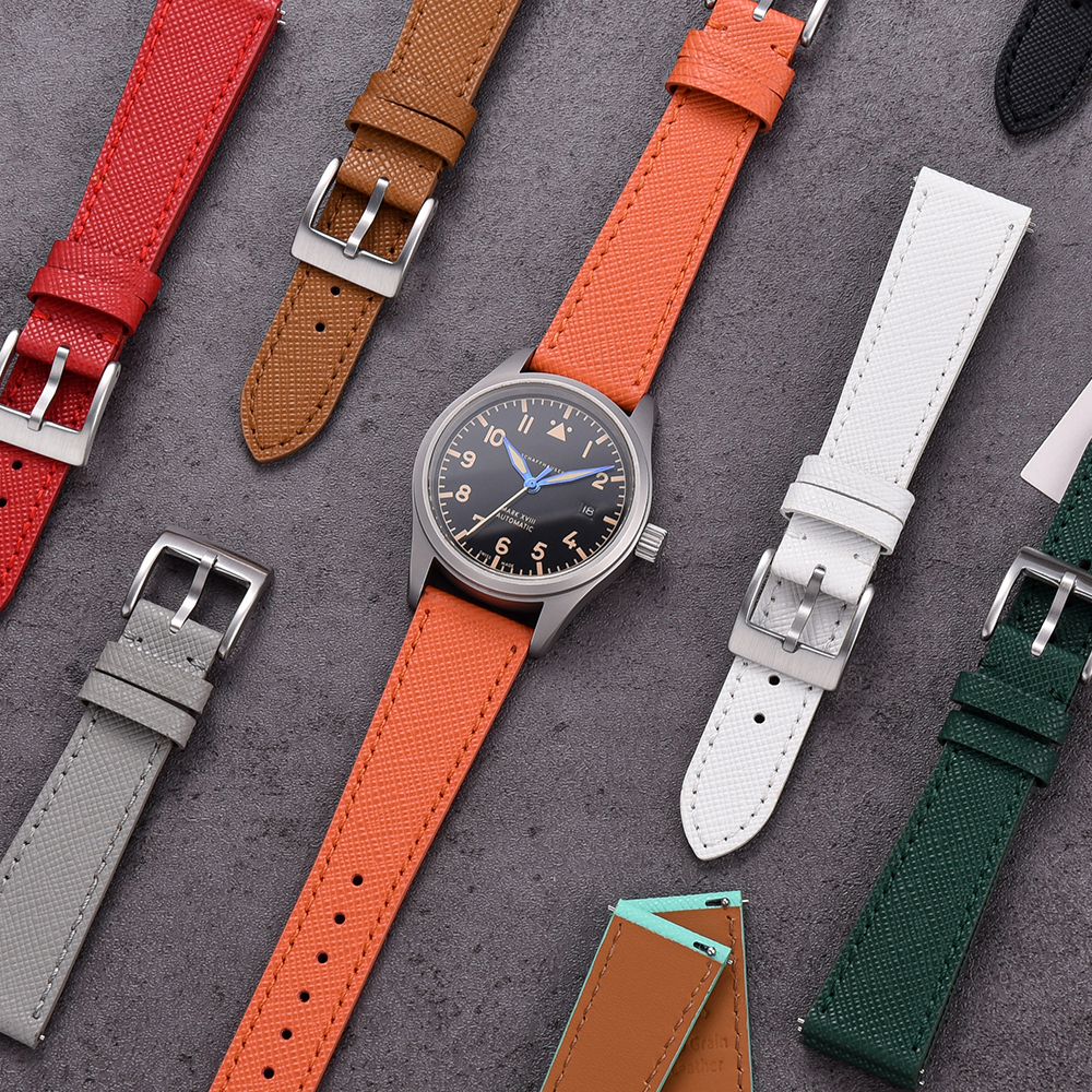 Dây đeo đồng hồ da bê chính hãng chất lượng mới dây đeo đồng hồ bằng da saffiano 18mm 19mm 20mm 21mm 22mm 23mm 24mm đồng hồ đeo tay bằng da phát hành nhanh đồng hồ phụ kiện đa năng