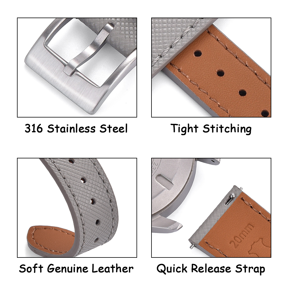 Dây đeo đồng hồ da bê chính hãng chất lượng mới dây đeo đồng hồ bằng da saffiano 18mm 19mm 20mm 21mm 22mm 23mm 24mm đồng hồ đeo tay bằng da phát hành nhanh đồng hồ phụ kiện đa năng