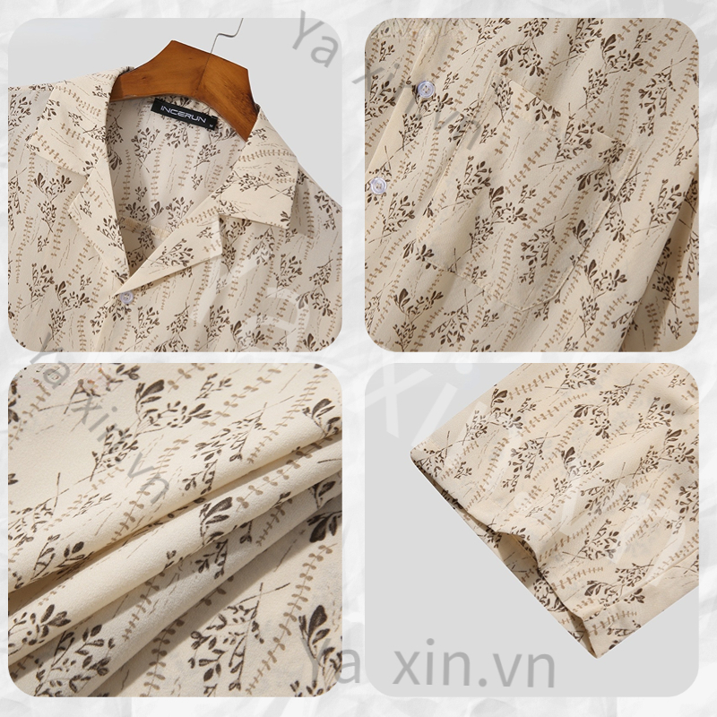 ÁO Đi BiểN Nam Cuban Shirt ÁO Sơ Mi Tay Ngắn Họa Tiết Hoa Thời Trang Phong Cách Hàn Cho Không Nhăn Sơ Mi Hawai Cotton Ngắn Tay Cài Nút In Họa Tiết Vintage Tay Ngắn Dáng Rộng Thoáng Khí