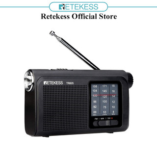 Đài radio RETEKESS TR605 FM SW có đèn LED và giắc tai nghe (màu đen)