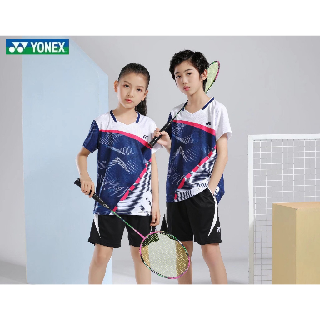 Bộ đồ cầu lông yonex mới mùa hè nam và nữ mặc thể thao thoáng khí làm khô nhanh quần áo tập cho bé trai và bé gái