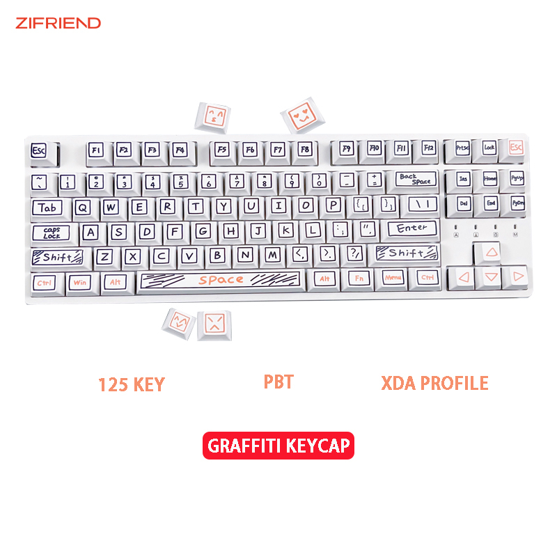Zifriend 127 key graffiti theme keycap xda pbt keycap cho bàn phím cơ