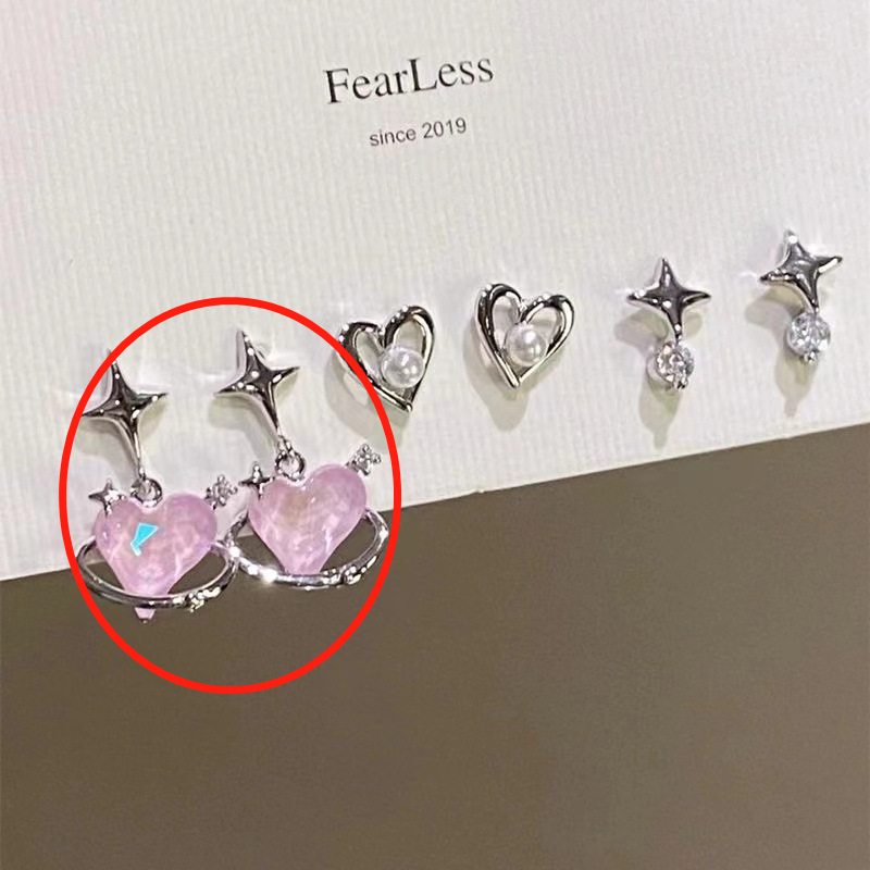 Khuyên Tai Đính Đá Zircon Hình Ngôi Sao Trái Tim Phong Cách Hàn Quốc Mới 2023 Dễ Phối Đồ Dành Cho Bạn Nữ