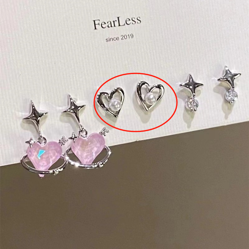 Khuyên Tai Đính Đá Zircon Hình Ngôi Sao Trái Tim Phong Cách Hàn Quốc Mới 2023 Dễ Phối Đồ Dành Cho Bạn Nữ