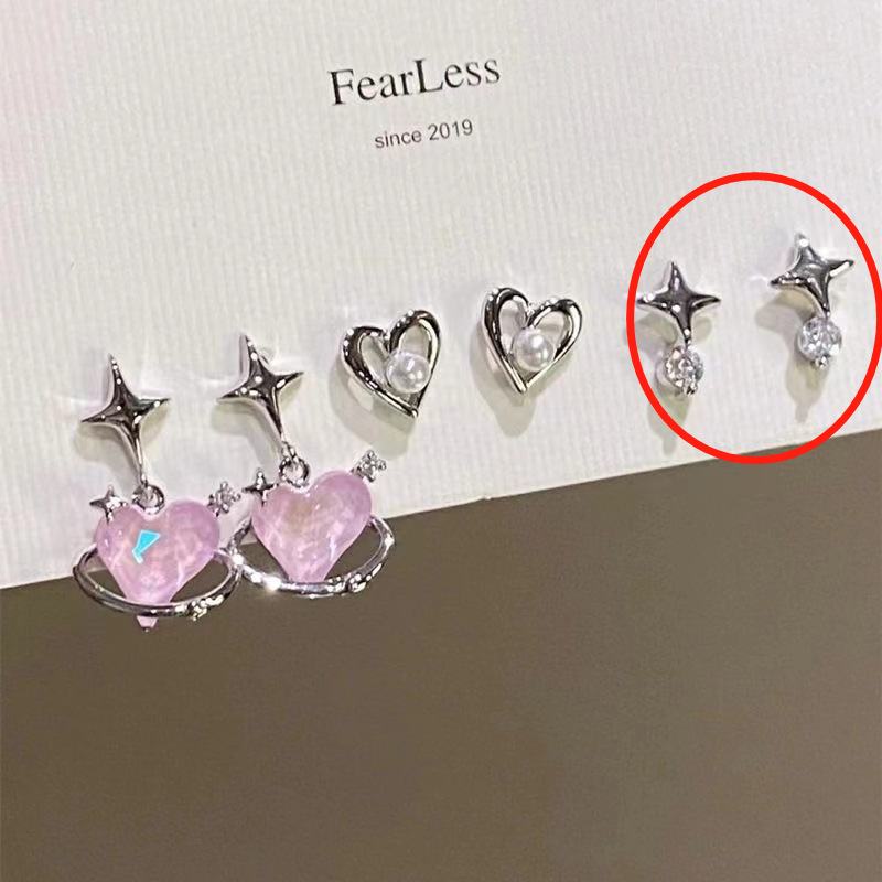 Khuyên Tai Đính Đá Zircon Hình Ngôi Sao Trái Tim Phong Cách Hàn Quốc Mới 2023 Dễ Phối Đồ Dành Cho Bạn Nữ