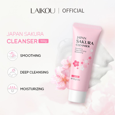 Sữa rửa mặt Laikou Japan Sakura làm sạch sâu loại bỏ mụn đầu đen bụi bẩn chăm sóc da mặt 100g