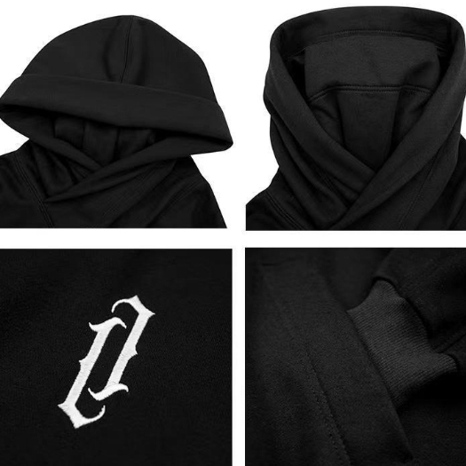 Áo hoodie nam tay dài phong cách hip hop đường phố  hàn quốc cá tính cho nam phụ nữ cổ áo cao vải đơn lẻ hoodie nỉ bông áo khoác hoodie đen  dáng rộng màu trơn