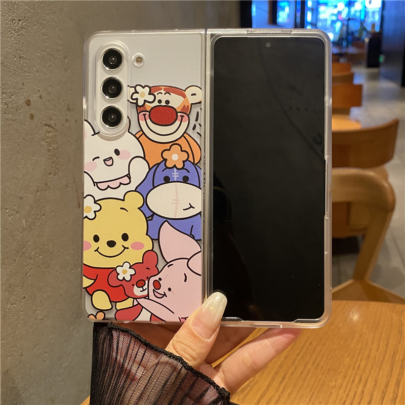 Vỏ điện thoại hình gấu hoạt hình dễ thương cho samsung galaxy z fold 5 4 3 5g vỏ bảo vệ