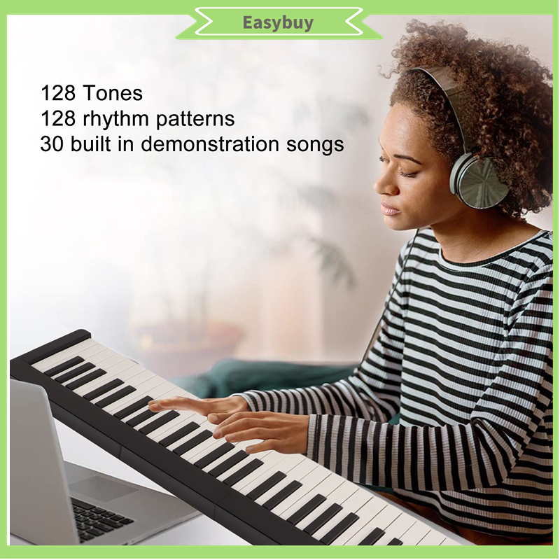 ▲Đàn Piano Điện Gấp Gọn 61 Phím Kích Thước Đầy Đủ Thông Minh Bluetooth MIDI Di Động Cho Người Mới Bắt Đầu 100‑240V