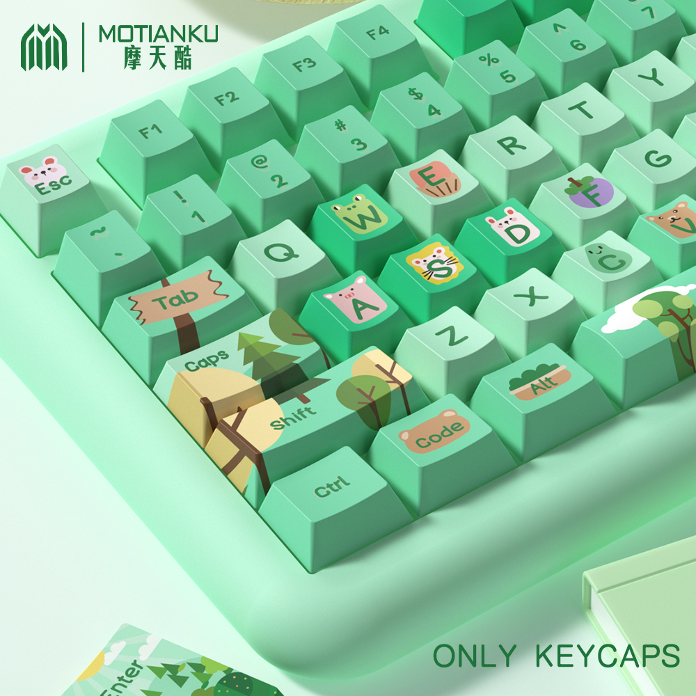 Forest Party Green Theme Keycaps PBT Cherry Profile Bộ Nút Bàn Phím 61 / 68 / 80 / 84 / 98 / 100 / 108 Thay Thế Chuyên Dụng