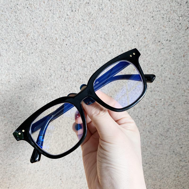 Mắt kính gọng kim loại màu đen chống ánh sáng xanh phong cách Hàn Quốc cho nam và nữ