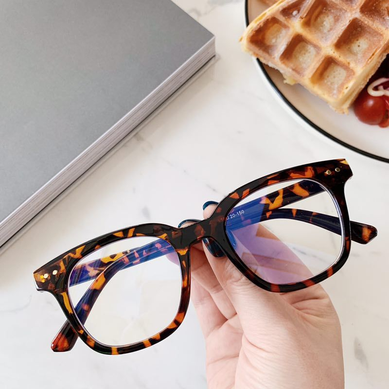 Mắt kính gọng kim loại màu đen chống ánh sáng xanh phong cách Hàn Quốc cho nam và nữ