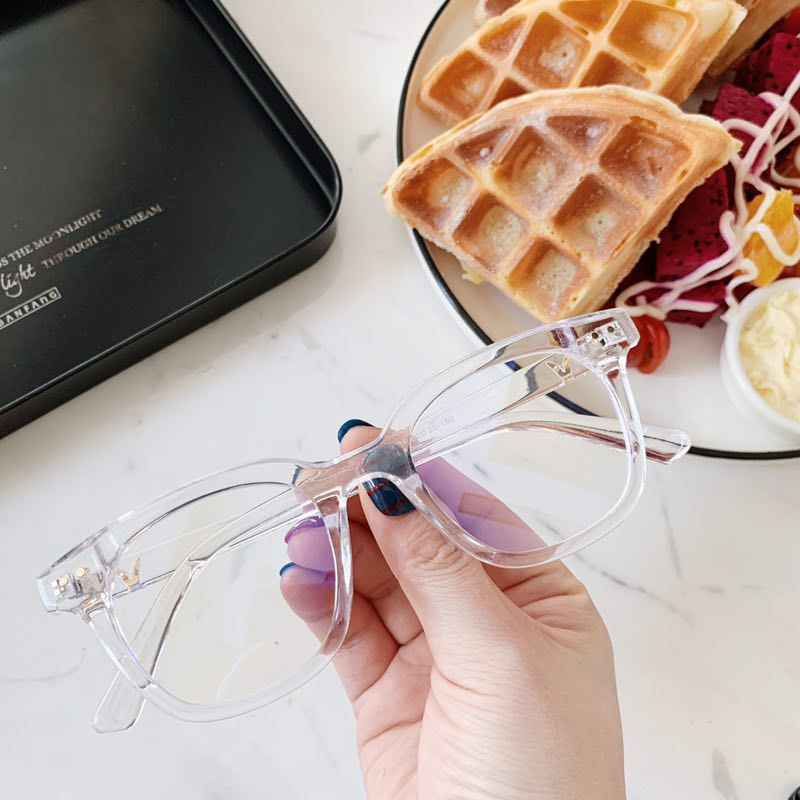 Mắt kính gọng kim loại màu đen chống ánh sáng xanh phong cách Hàn Quốc cho nam và nữ