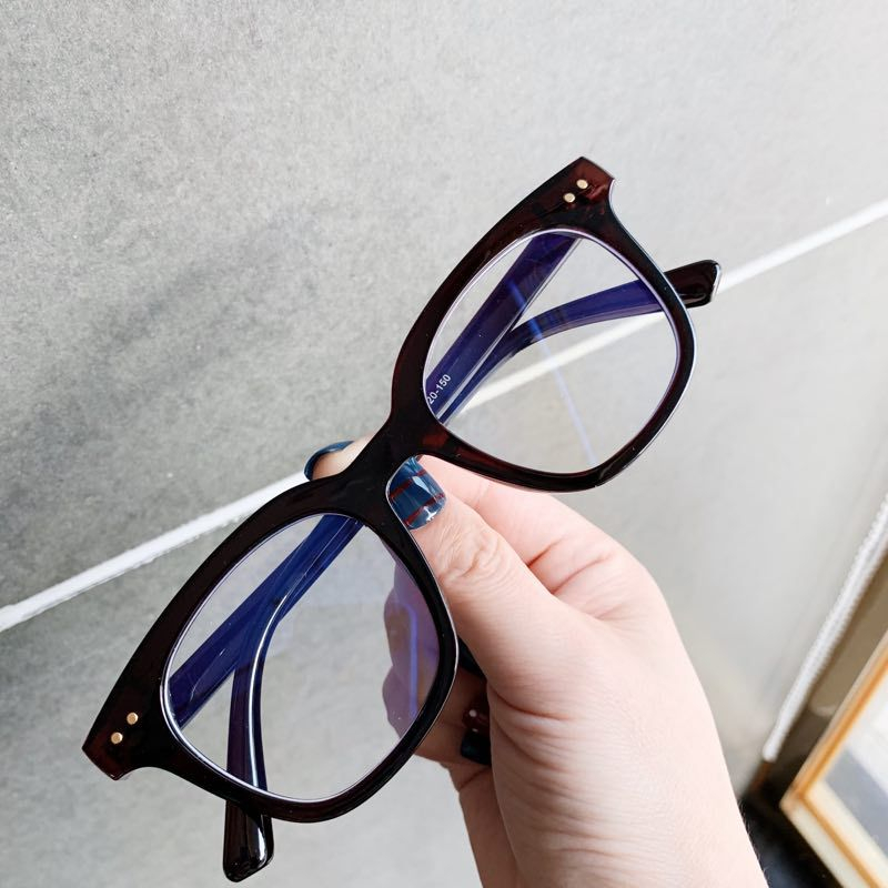 Mắt kính gọng kim loại màu đen chống ánh sáng xanh phong cách Hàn Quốc cho nam và nữ