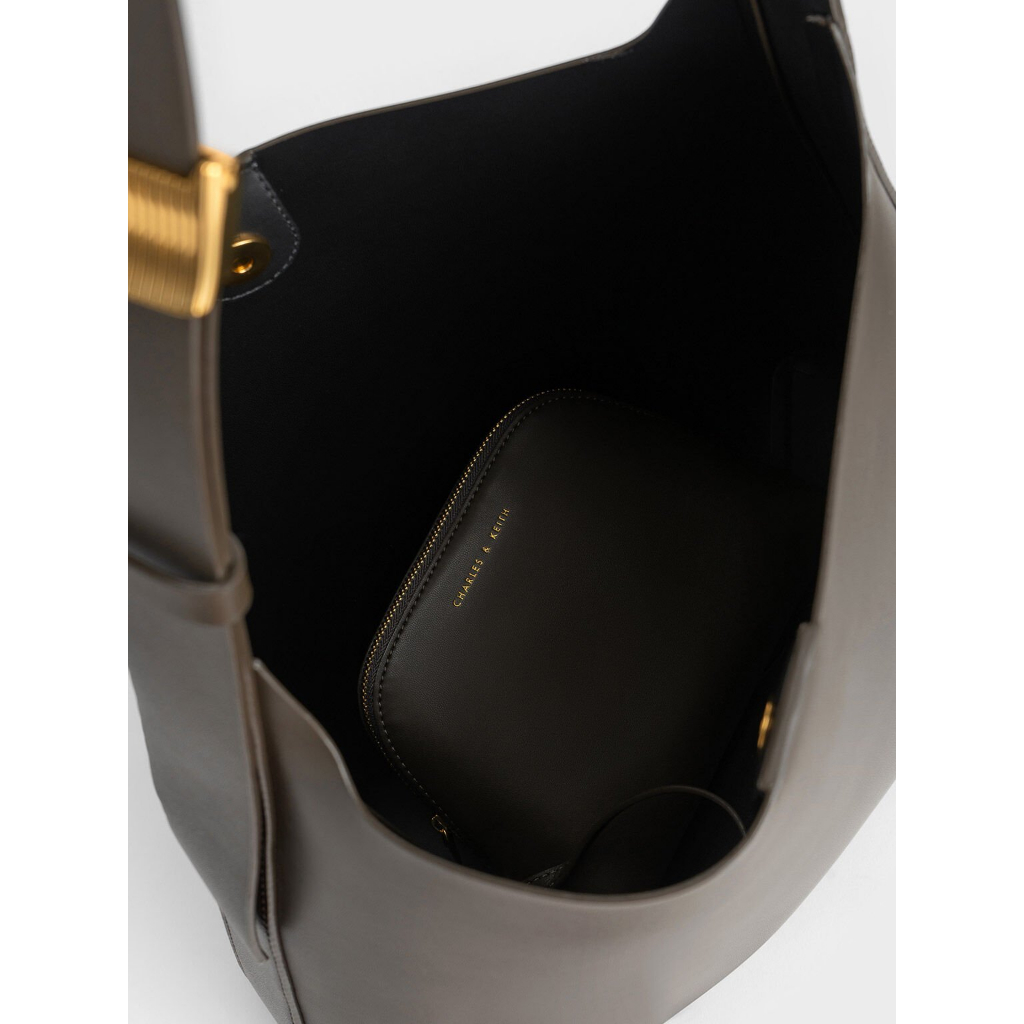 Charles & keith edna tote bag túi hobo của phụ nữ túi đeo vai dung tích lớn