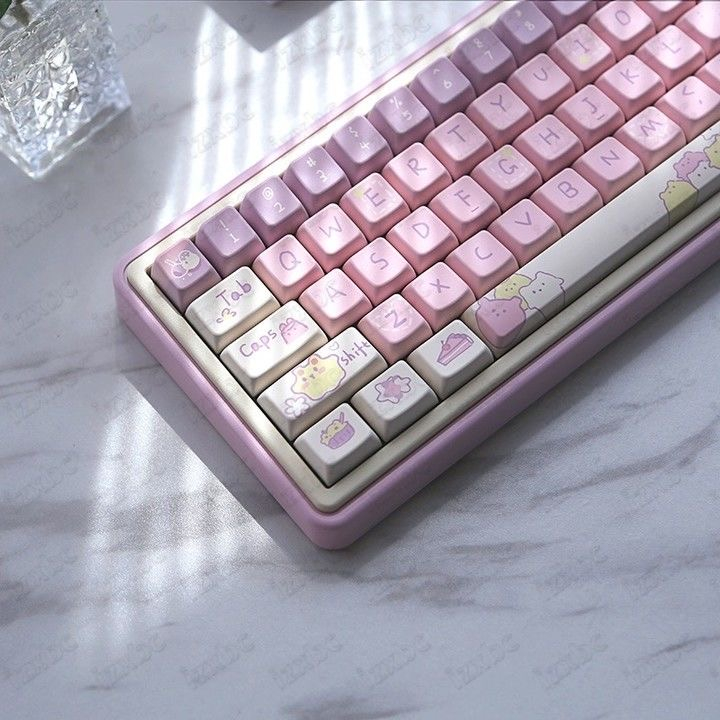 141 Phím Taro Pudding Keycaps Cherry/XDA PBT Keycaps thăng hoa nhiệt máy móc tùy chỉnh được cá nhân hóa keycap màu tím Phù hợp 61/68/75/84/87/96/98/104/108