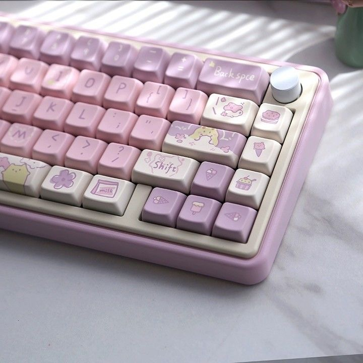 141 Phím Taro Pudding Keycaps Cherry/XDA PBT Keycaps thăng hoa nhiệt máy móc tùy chỉnh được cá nhân hóa keycap màu tím Phù hợp 61/68/75/84/87/96/98/104/108