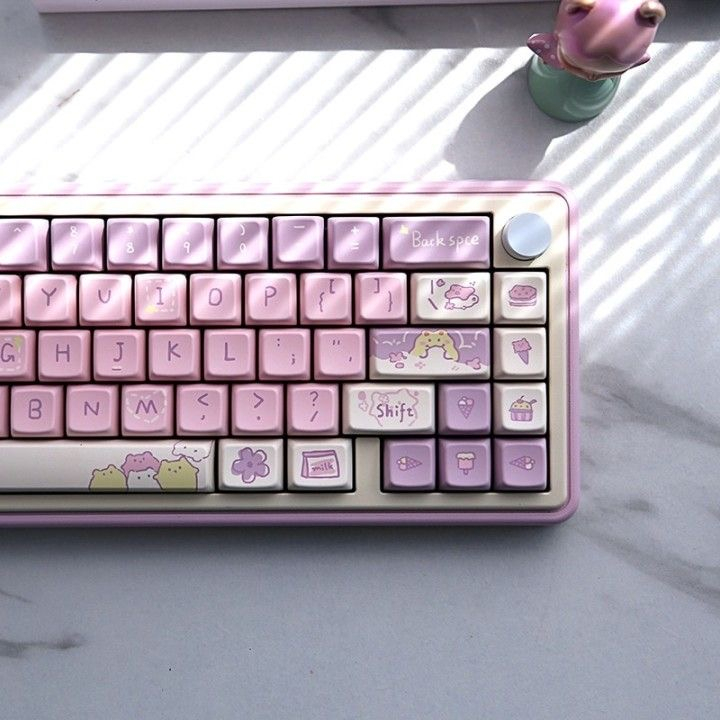 141 Phím Taro Pudding Keycaps Cherry/XDA PBT Keycaps thăng hoa nhiệt máy móc tùy chỉnh được cá nhân hóa keycap màu tím Phù hợp 61/68/75/84/87/96/98/104/108