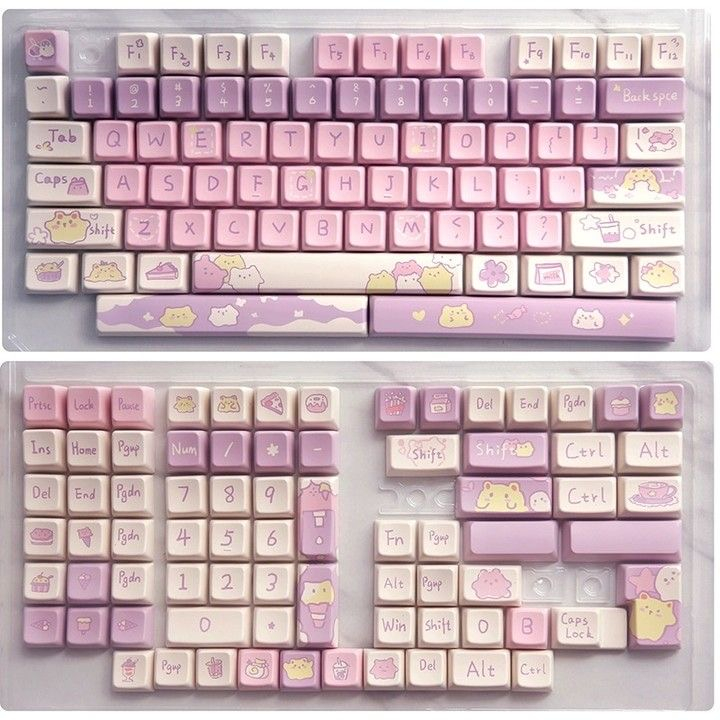 141 Phím Taro Pudding Keycaps Cherry/XDA PBT Keycaps thăng hoa nhiệt máy móc tùy chỉnh được cá nhân hóa keycap màu tím Phù hợp 61/68/75/84/87/96/98/104/108