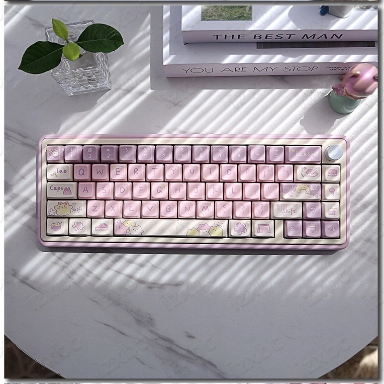 141 Phím Taro Pudding Keycaps Cherry/XDA PBT Keycaps thăng hoa nhiệt máy móc tùy chỉnh được cá nhân hóa keycap màu tím Phù hợp 61/68/75/84/87/96/98/104/108