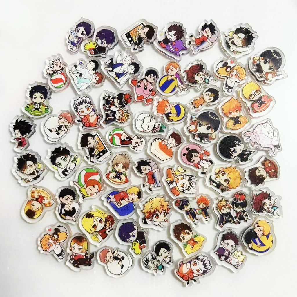 Haikyuu!! 2cm   Hinata Shoyo Kenma Kozume Tsukishima Kei Kageyama tobio Oikawa Tooru Akaashi Keiji Kotaro Bokuto Ngoại vi tấm acrylic móc khóa tóc dây tủ lạnh nam châm đính đá trang sức DIY phụ kiện