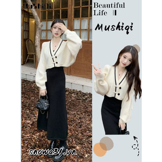 Mushiqi Áo Khoác Cổ Chữ v Thời Trang Mùa Thu Cho Nữ