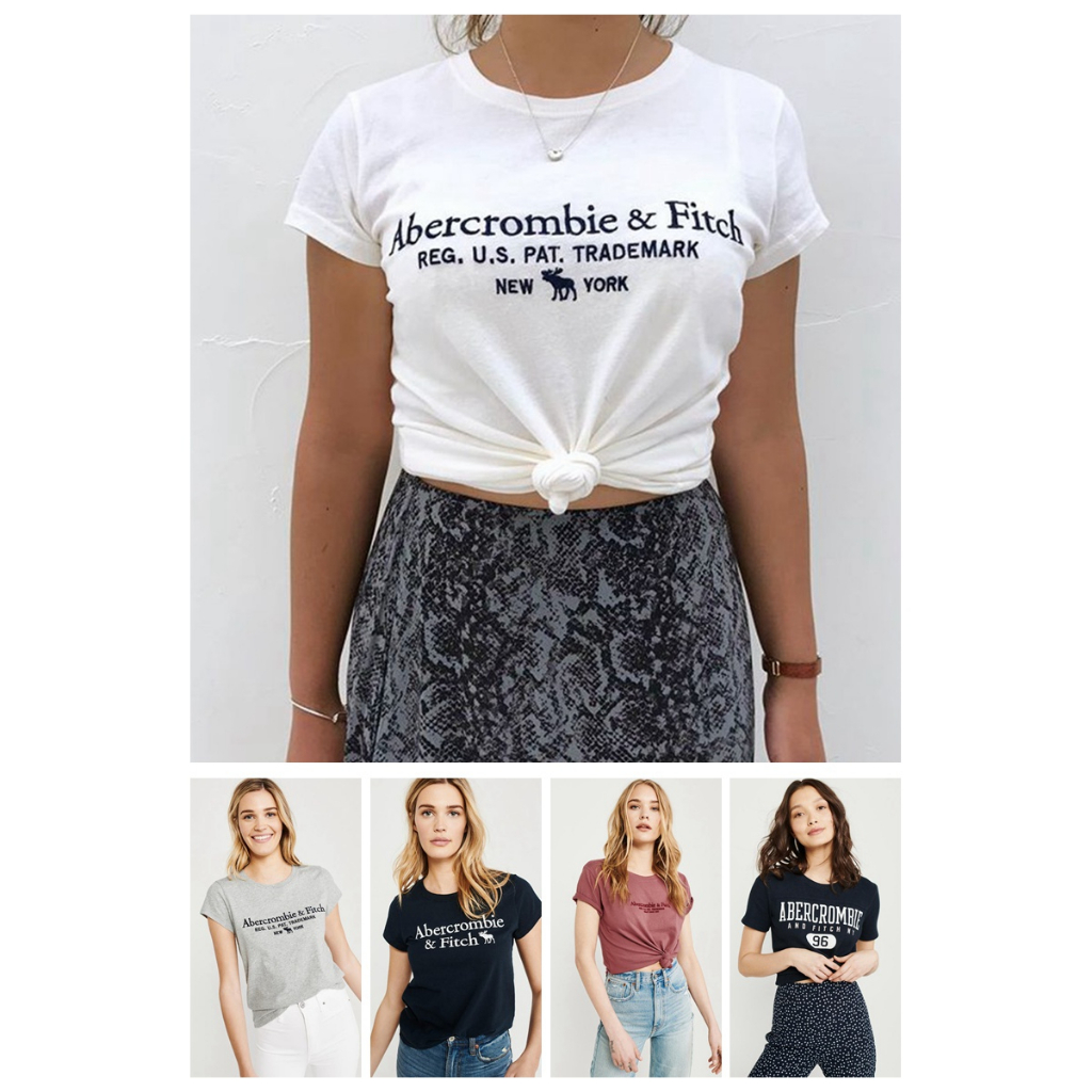 Abercrombie fitch american af nam và nữ little deer mới siêu mềm mỏng cổ tròn tay ngắn t-shirt