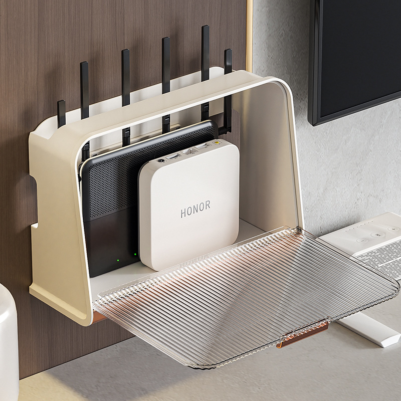 Hộp Lưu Trữ Bộ Định Tuyến WIFI Treo Tường Công Suất Lớn Dải Nguồn Ổ Cắm Điện Cáp Đựng Cho Gia Đình