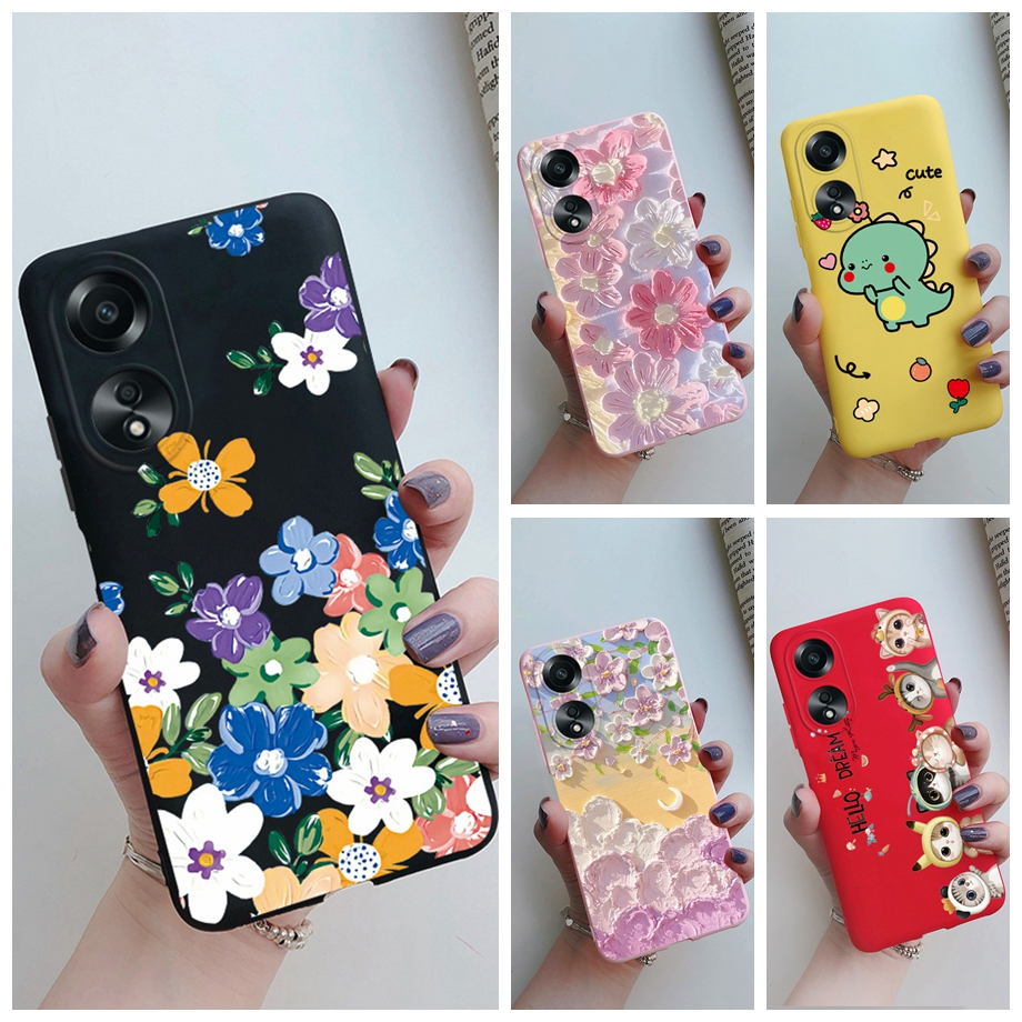 Ốp lưng oppo a58 4g 2023 thiết kế mới vỏ điện thoại sơn hoa hoạt hình cho oppo a58 a 58 vỏ